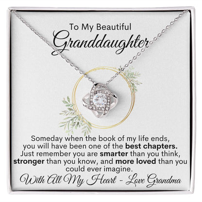 To My Beautiful Granddaughter - With All My Heart, Love Grandma - Love Knot Necklace