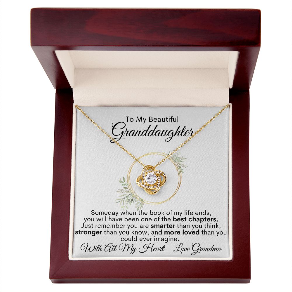 To My Beautiful Granddaughter - With All My Heart, Love Grandma - Love Knot Necklace
