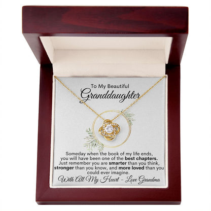 To My Beautiful Granddaughter - With All My Heart, Love Grandma - Love Knot Necklace