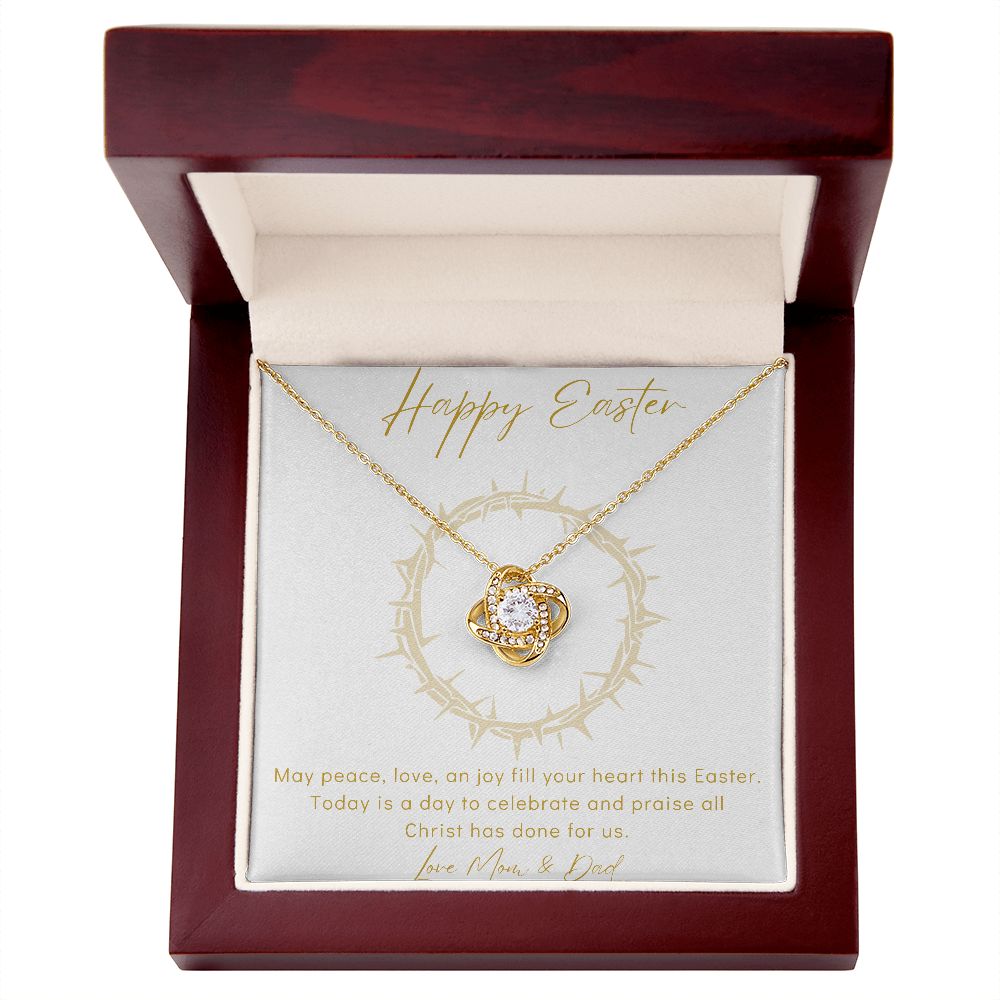 Love Knot Necklace - Happy Easter - Love Mom & Dad