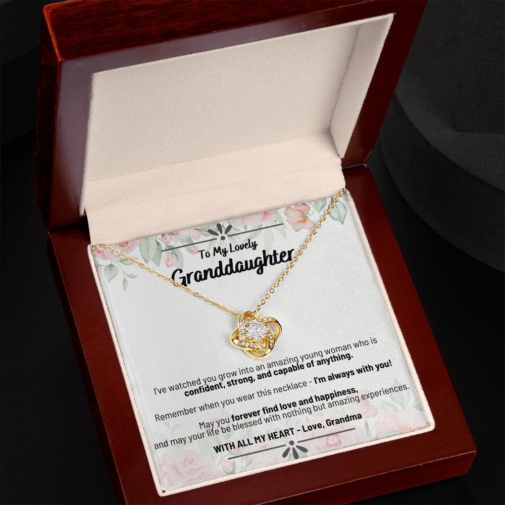To My Lovely Granddaughter - Forever Find Love and Happiness - Love Knot Necklace