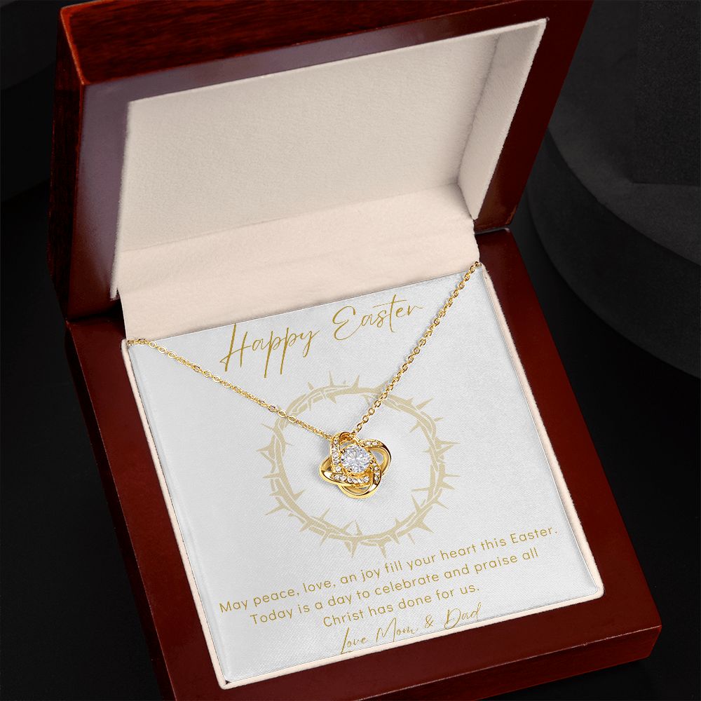 Love Knot Necklace - Happy Easter - Love Mom & Dad