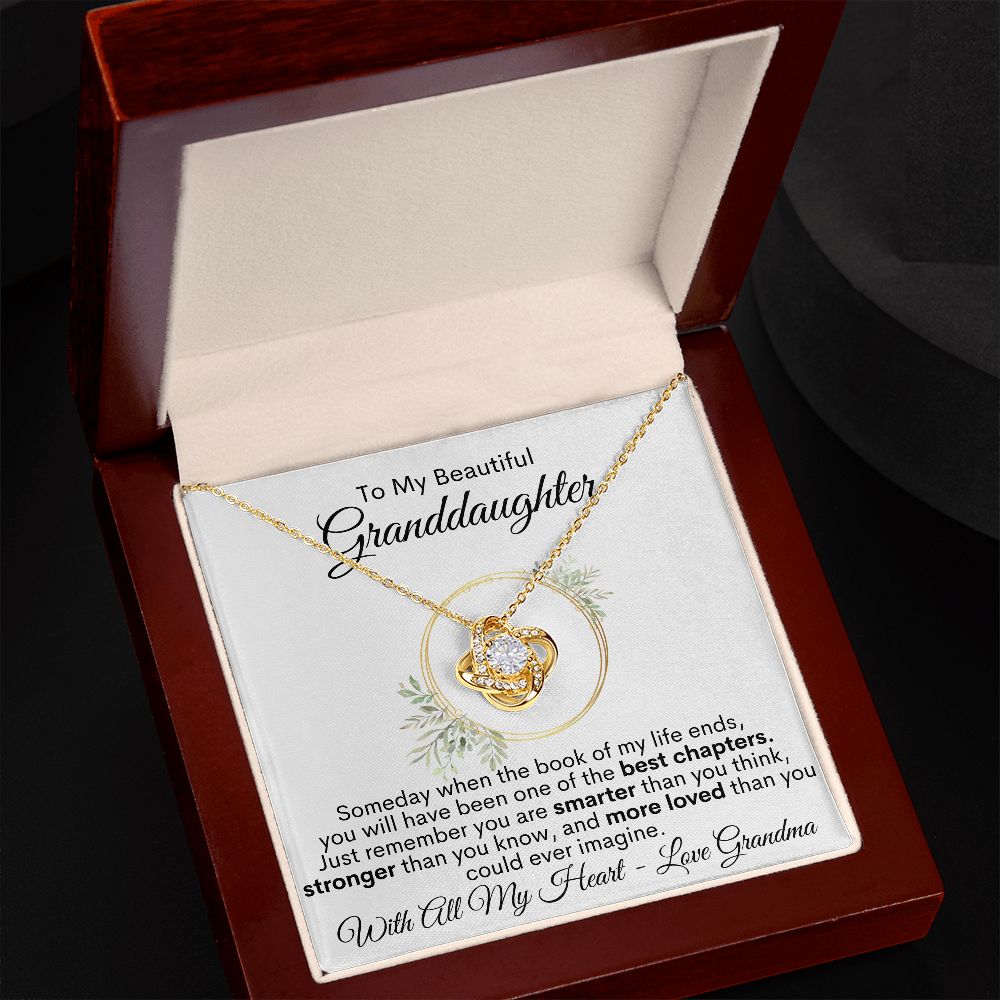 To My Beautiful Granddaughter - With All My Heart, Love Grandma - Love Knot Necklace