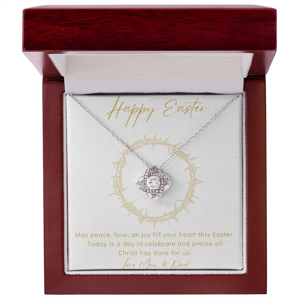Love Knot Necklace - Happy Easter - Love Mom & Dad