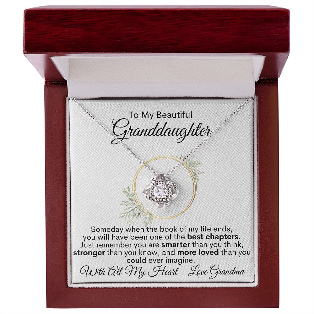 To My Beautiful Granddaughter - With All My Heart, Love Grandma - Love Knot Necklace