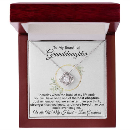 To My Beautiful Granddaughter - With All My Heart, Love Grandma - Love Knot Necklace