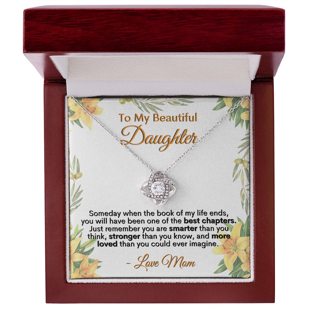 To My Beautiful Daughter, Love Mom - Love Knot Necklace