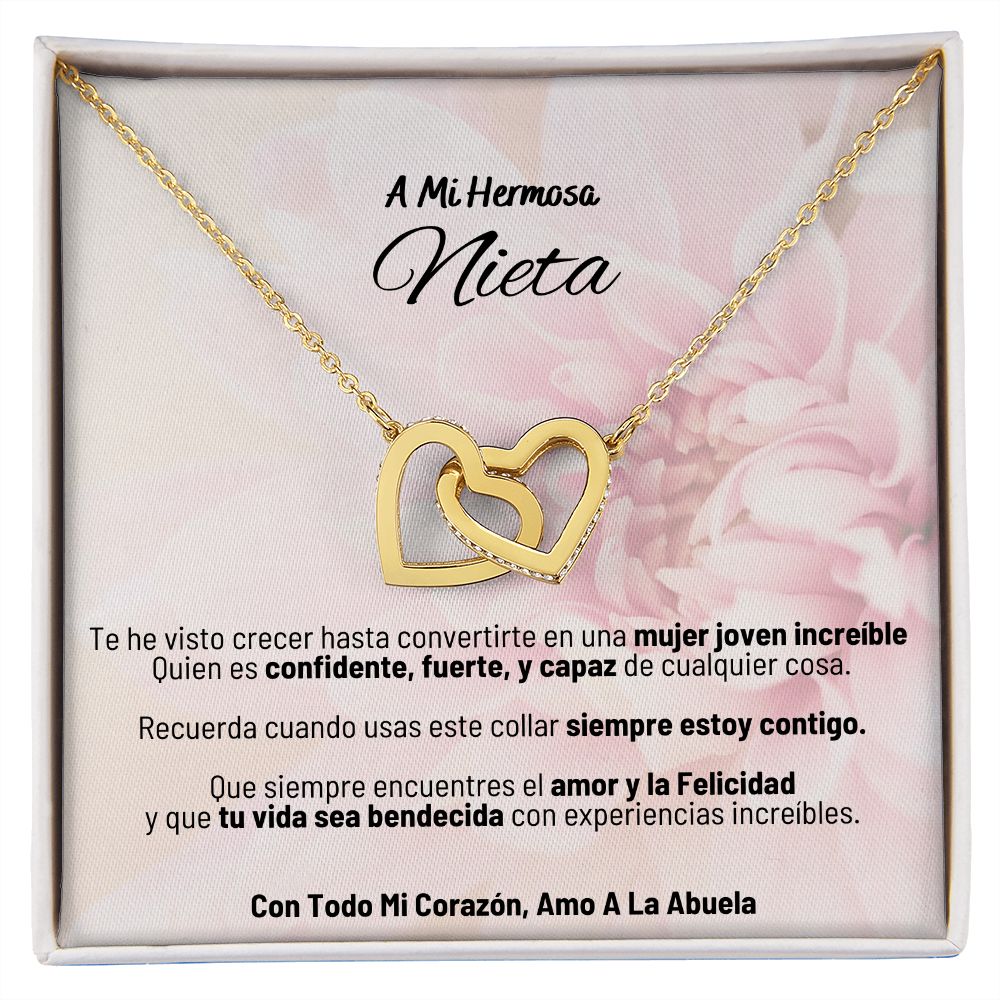 A Mi Hermosa Nieta - Con Todo Mi Corazon, Amo A La Abuela - Interlocking Hearts Necklace