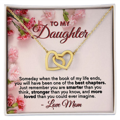 To My Daughter - You're More Loved Than You Could Ever Imagine, Love Mom - Interlocking Hearts Necklace