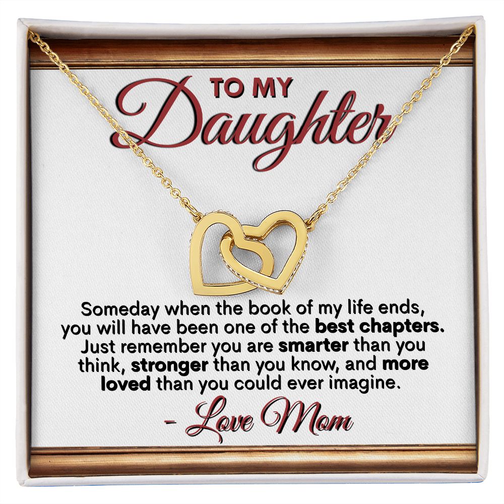 To My Daughter - Love Mom - Interlocking Hearts Necklace