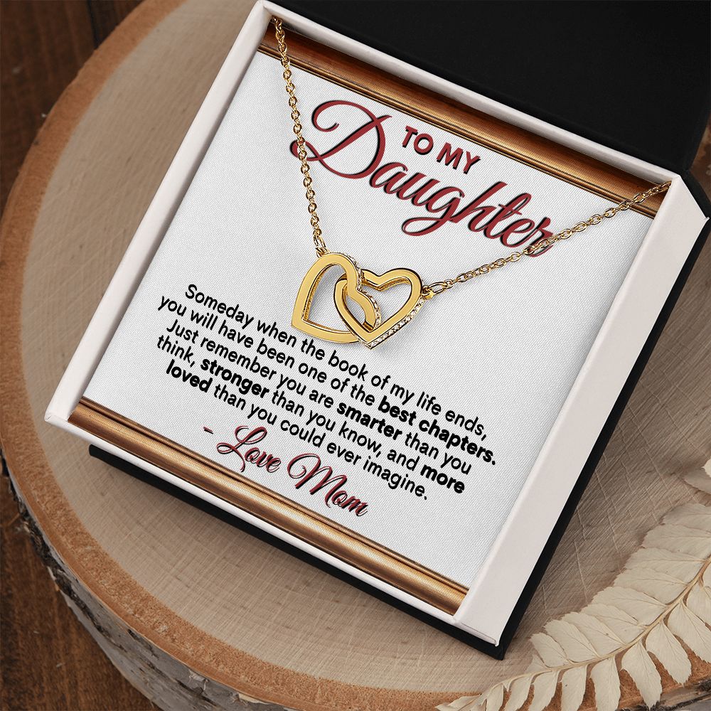 To My Daughter - Love Mom - Interlocking Hearts Necklace