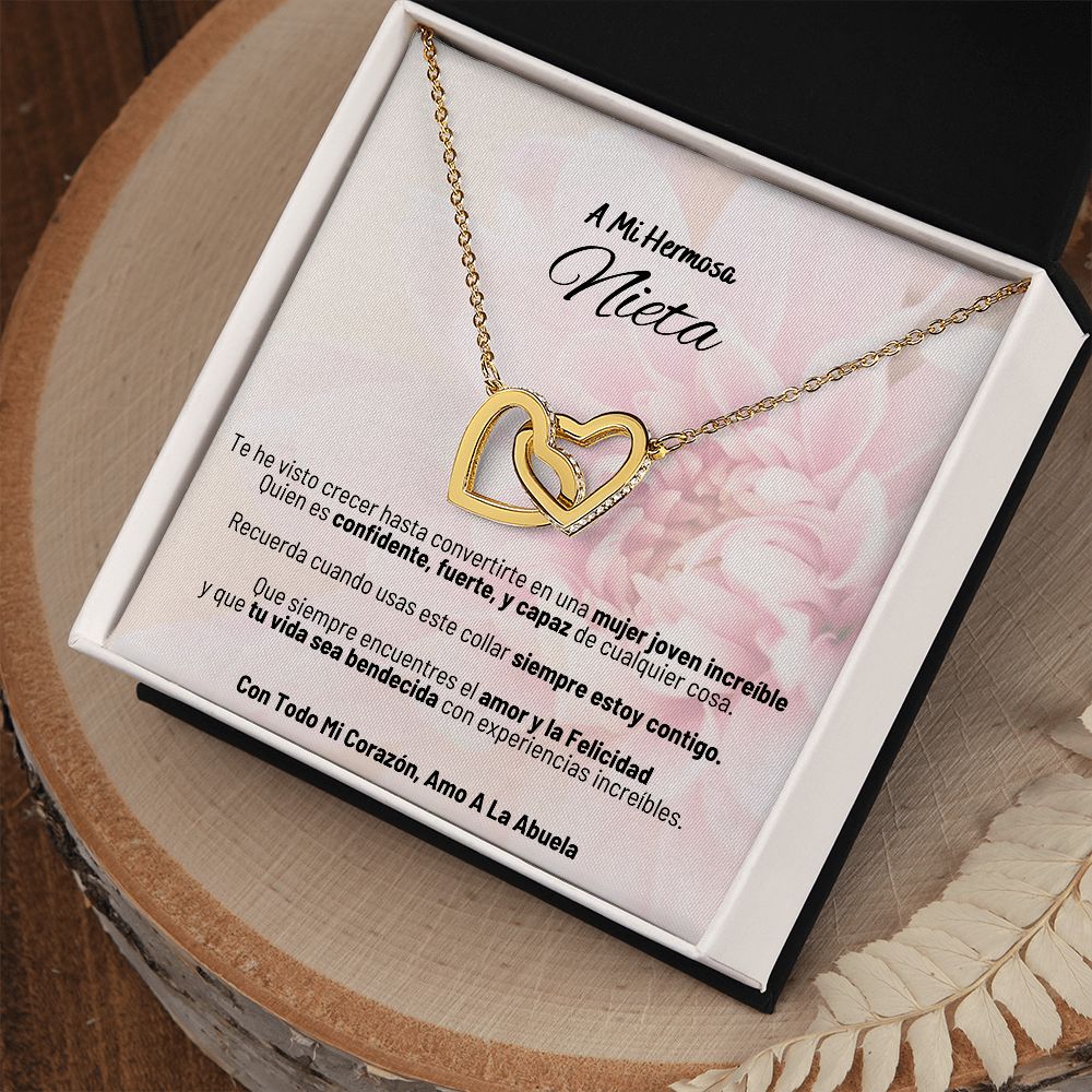 A Mi Hermosa Nieta - Con Todo Mi Corazon, Amo A La Abuela - Interlocking Hearts Necklace