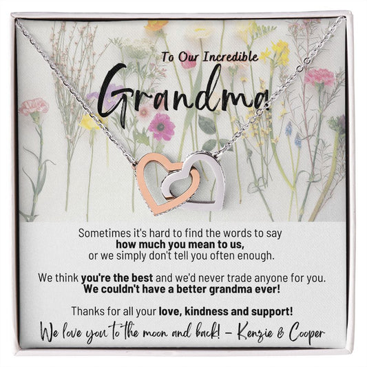 To Our Incredible Grandma - Interlocking Hearts Necklace