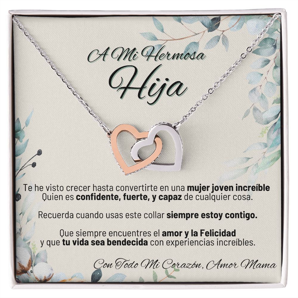 A Mi Hermosa Hija - Con Todo Mi Corazon, Amor Mama - Interlocking Hearts Necklace