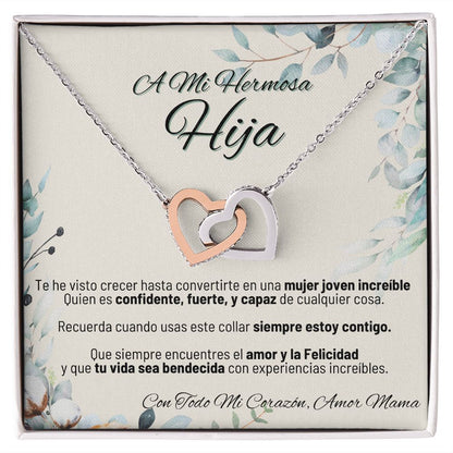 A Mi Hermosa Hija - Con Todo Mi Corazon, Amor Mama - Interlocking Hearts Necklace