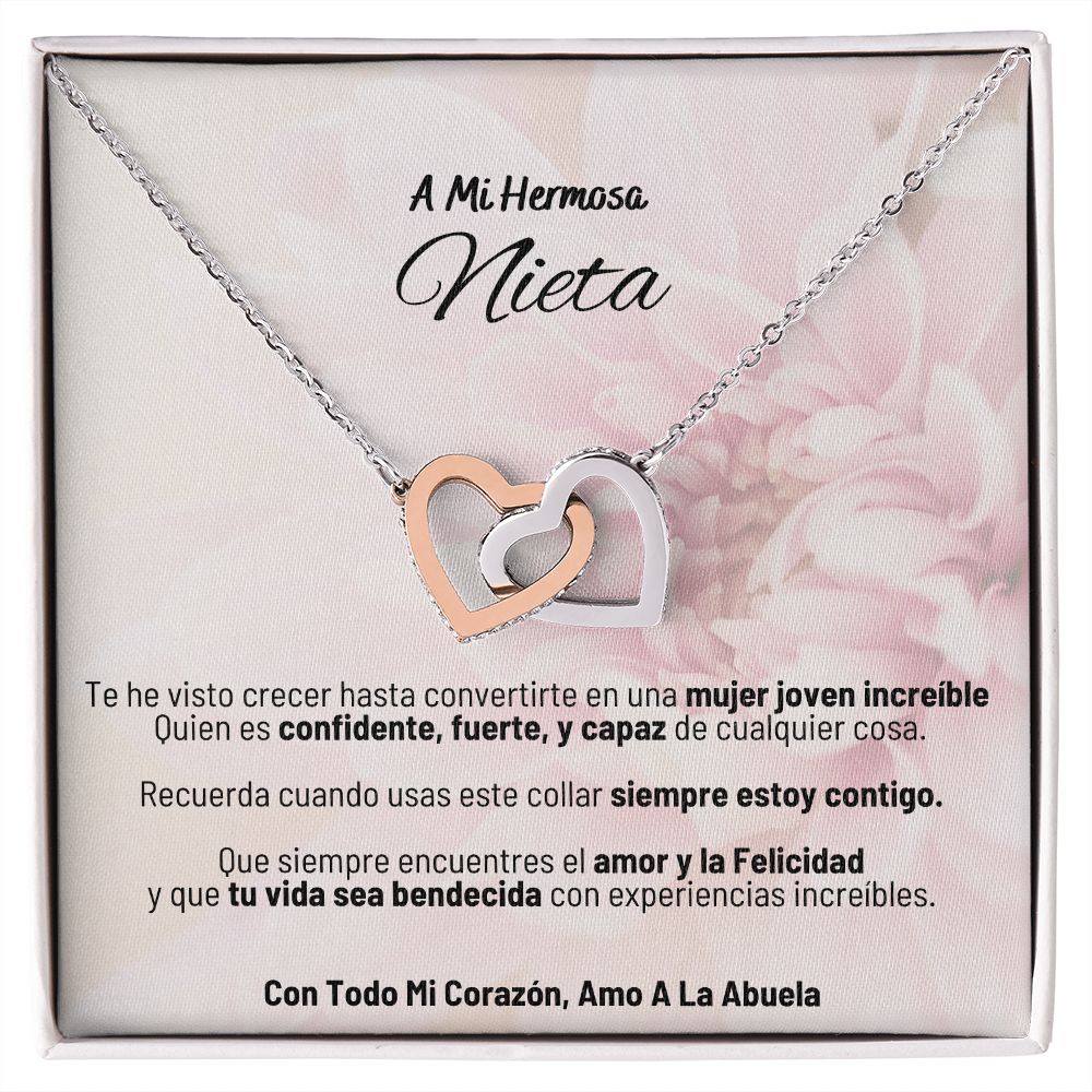 A Mi Hermosa Nieta - Con Todo Mi Corazon, Amo A La Abuela - Interlocking Hearts Necklace