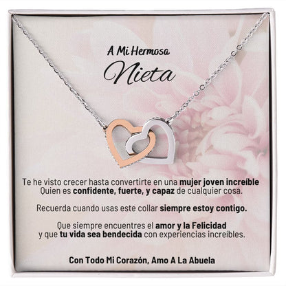 A Mi Hermosa Nieta - Con Todo Mi Corazon, Amo A La Abuela - Interlocking Hearts Necklace