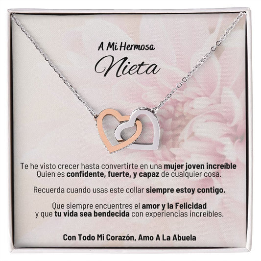 A Mi Hermosa Nieta - Con Todo Mi Corazon, Amo A La Abuela - Interlocking Hearts Necklace