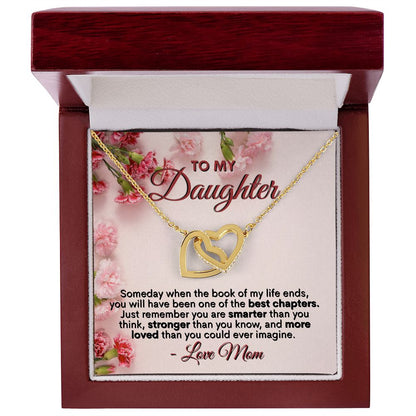 To My Daughter - You're More Loved Than You Could Ever Imagine, Love Mom - Interlocking Hearts Necklace