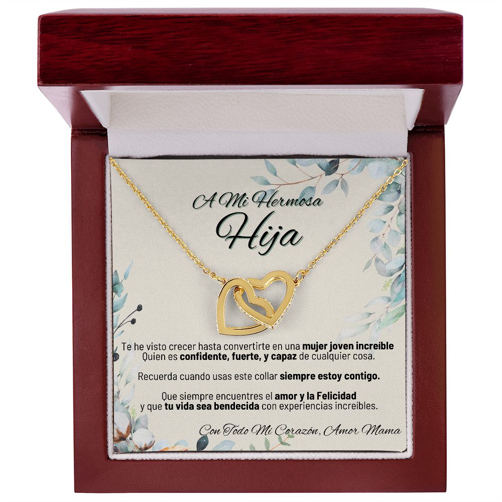 A Mi Hermosa Hija - Con Todo Mi Corazon, Amor Mama - Interlocking Hearts Necklace
