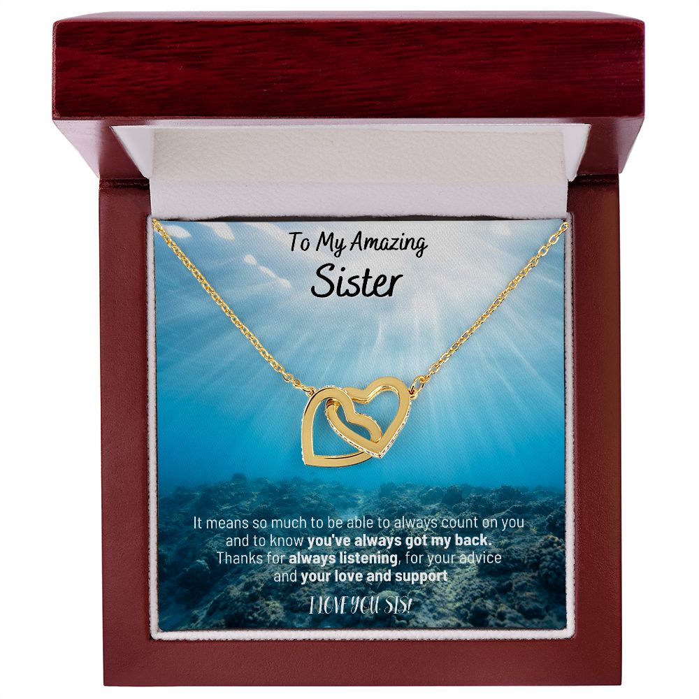 To My Amazing Sister - Thanks For Always Listening - Interlocking Hearts Necklace