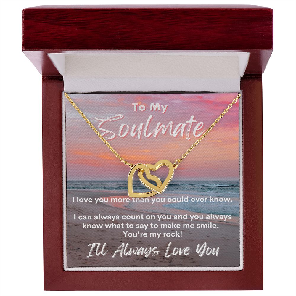 To My Soulmate - Sunset Beach Walk - Interlocking Hearts Necklace