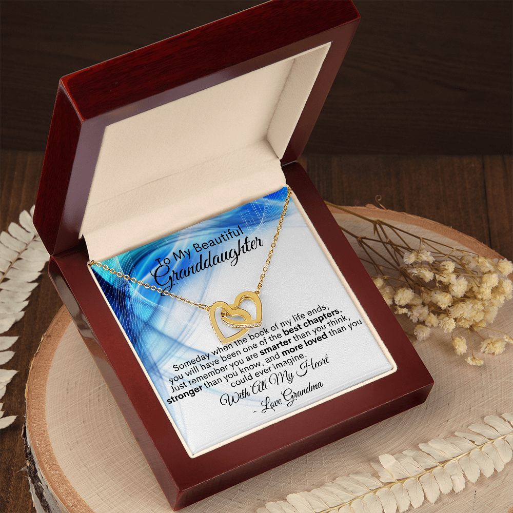 To My Beautiful Granddaughter - With All My Heart, Love Grandma - Interlocking Hearts Necklace