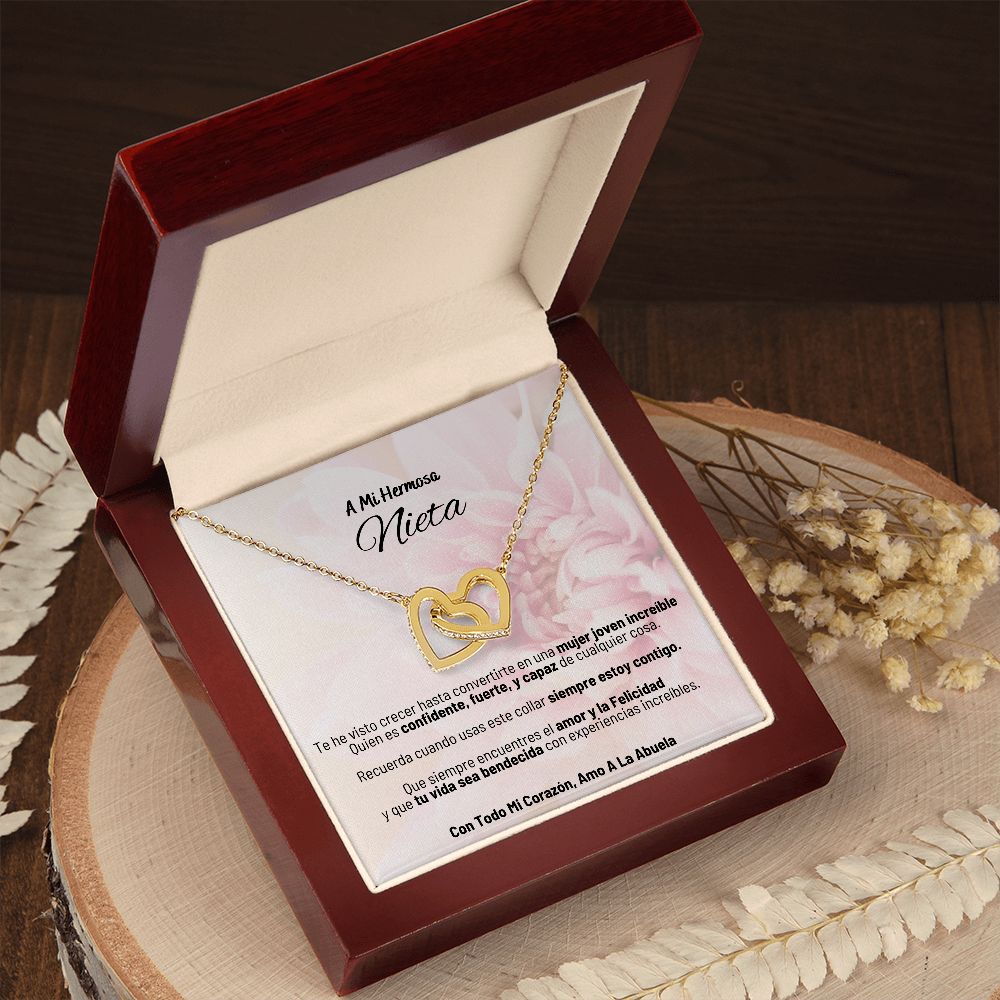 A Mi Hermosa Nieta - Con Todo Mi Corazon, Amo A La Abuela - Interlocking Hearts Necklace