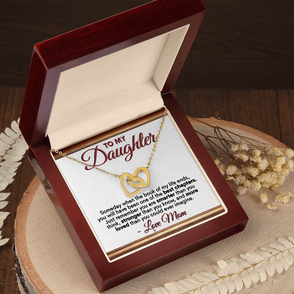 To My Daughter - Love Mom - Interlocking Hearts Necklace