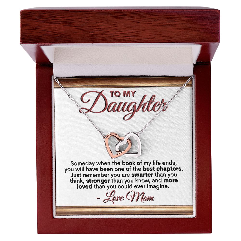 To My Daughter - Love Mom - Interlocking Hearts Necklace