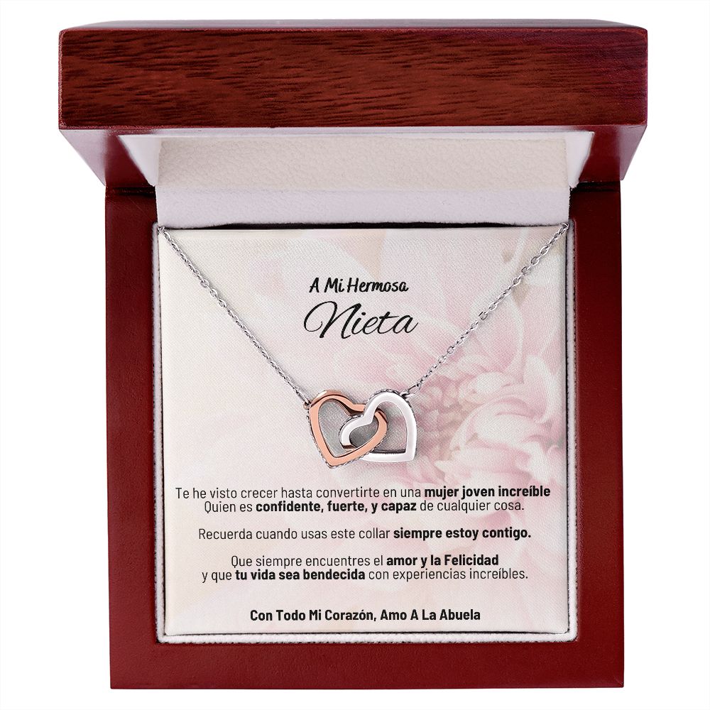 A Mi Hermosa Nieta - Con Todo Mi Corazon, Amo A La Abuela - Interlocking Hearts Necklace