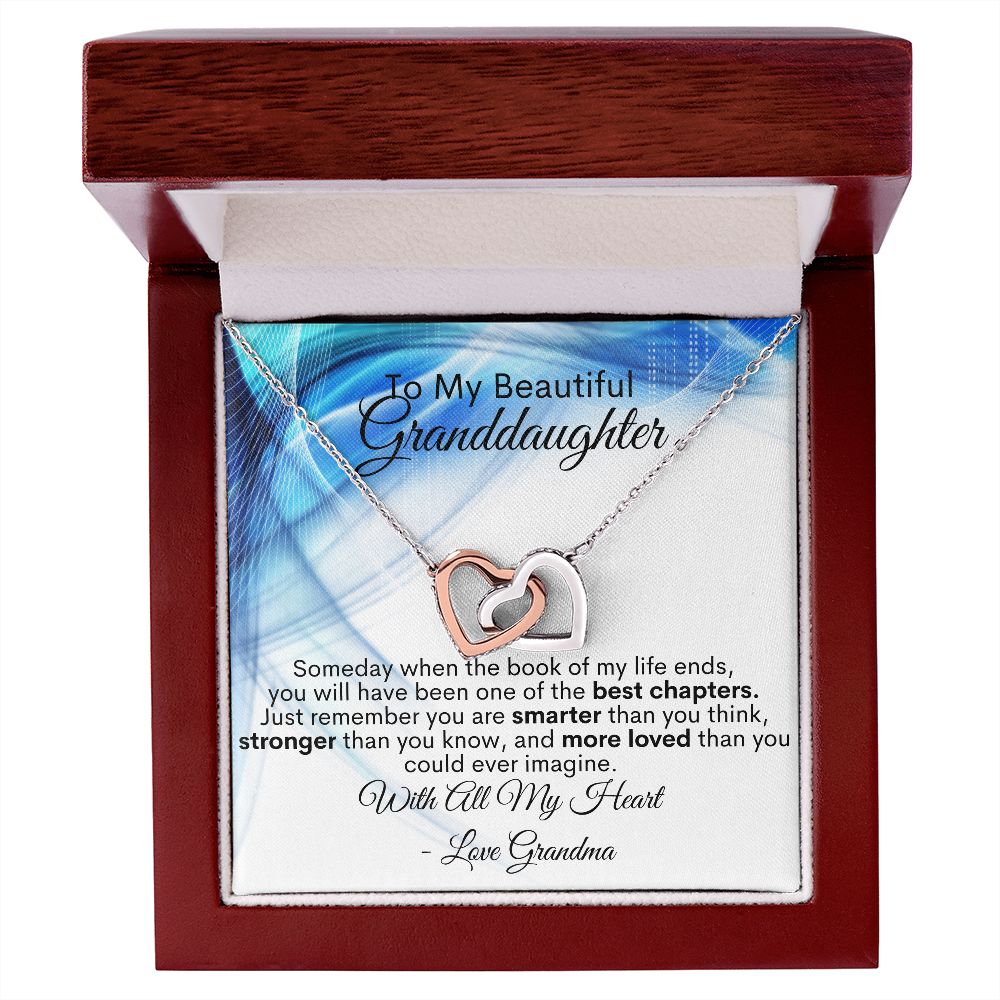 To My Beautiful Granddaughter - With All My Heart, Love Grandma - Interlocking Hearts Necklace