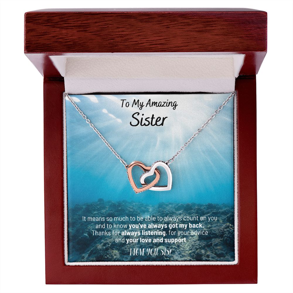 To My Amazing Sister - Thanks For Always Listening - Interlocking Hearts Necklace