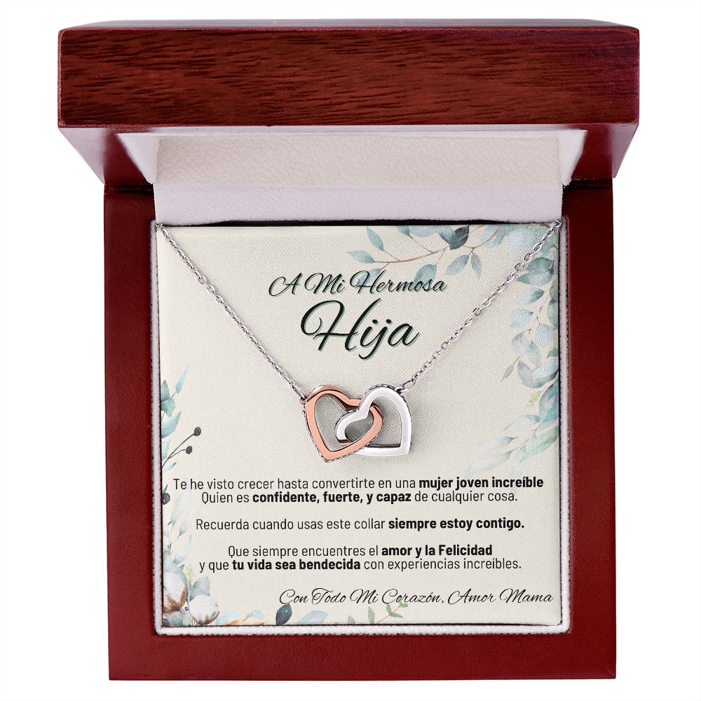 A Mi Hermosa Hija - Con Todo Mi Corazon, Amor Mama - Interlocking Hearts Necklace