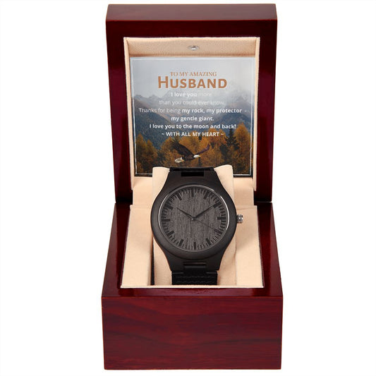 To My Amazing Husband - WIth All My Heart - Wooden Watch