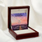 Lavendar Sunset - To Our Beautiful Granddaughter - Love Grandma & Grandpa - Delicate Heart Necklace