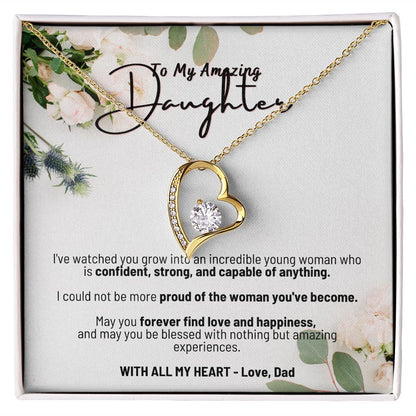 To My Amazing Daughter - With All My Heart Love Dad - Forever Love Necklace
