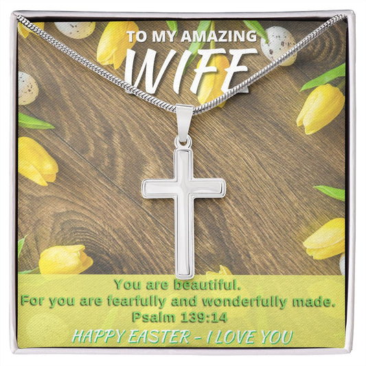To My Amazing Wife - Happy Easter - Stainless Steel Cross Necklace